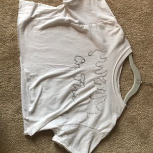 white “on fire” crop top